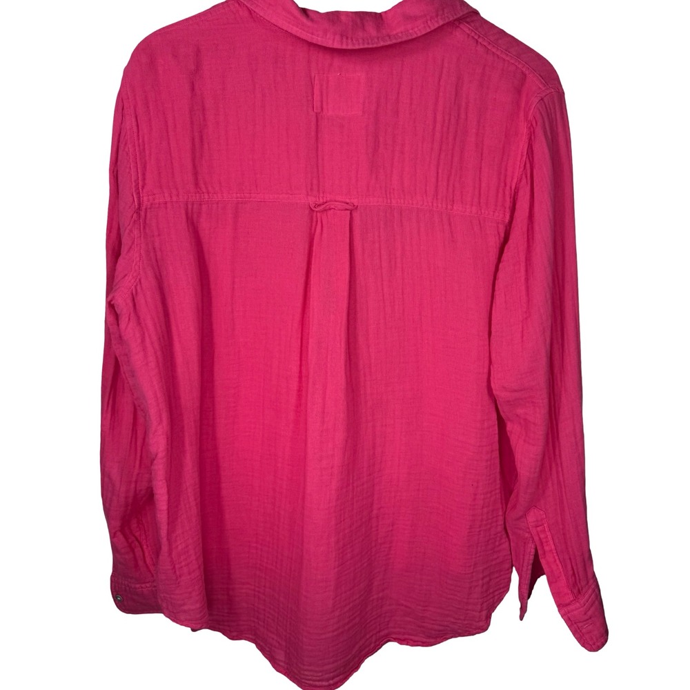 Rails Ellis Fuchsia Pink Organic Cotton Double Gauze Button Down Shirt Large - Picture 8 of 8